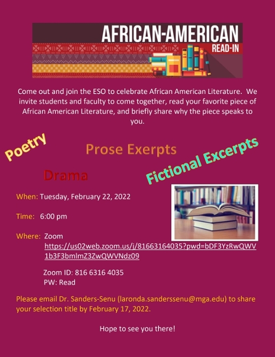 Flyer for the ESO African-American Read-In